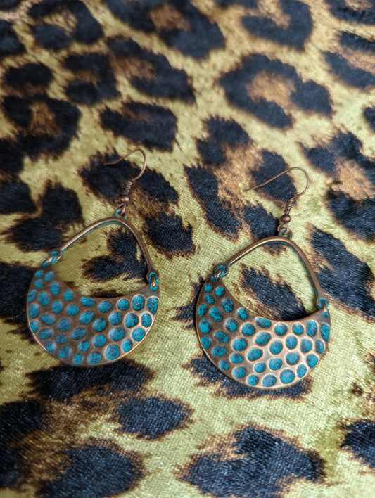 Vintage Bronze Textured Drop Earrings