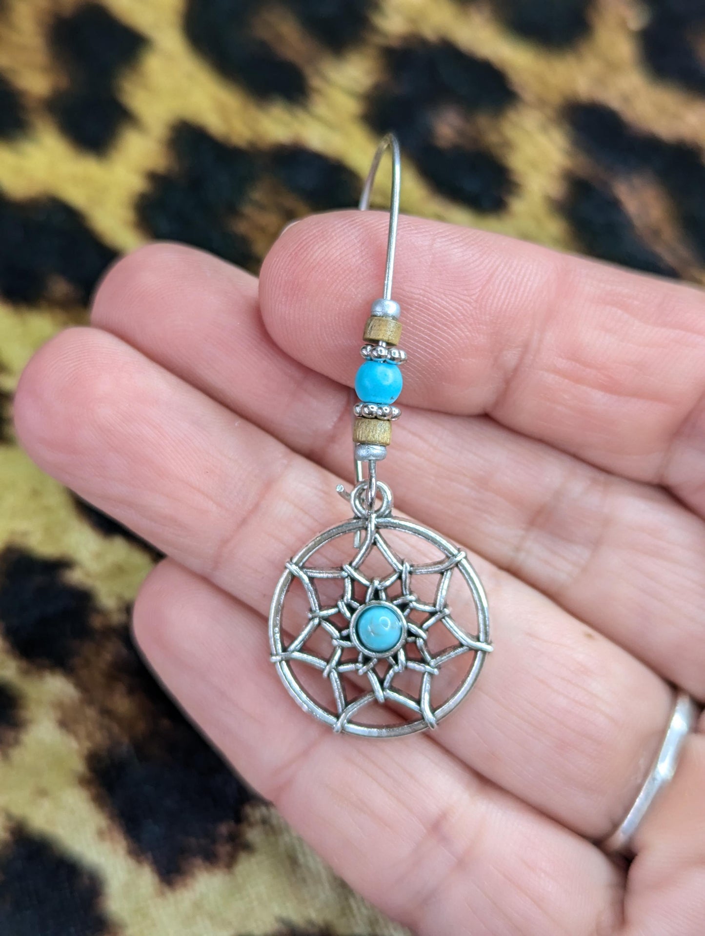 Dream Catcher And Bead Drop Earrings