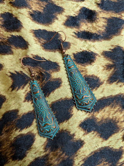 Vintage Bronze Long Drop Earrings