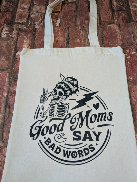 Cream Canvas 'Good Moms' Tote Bag