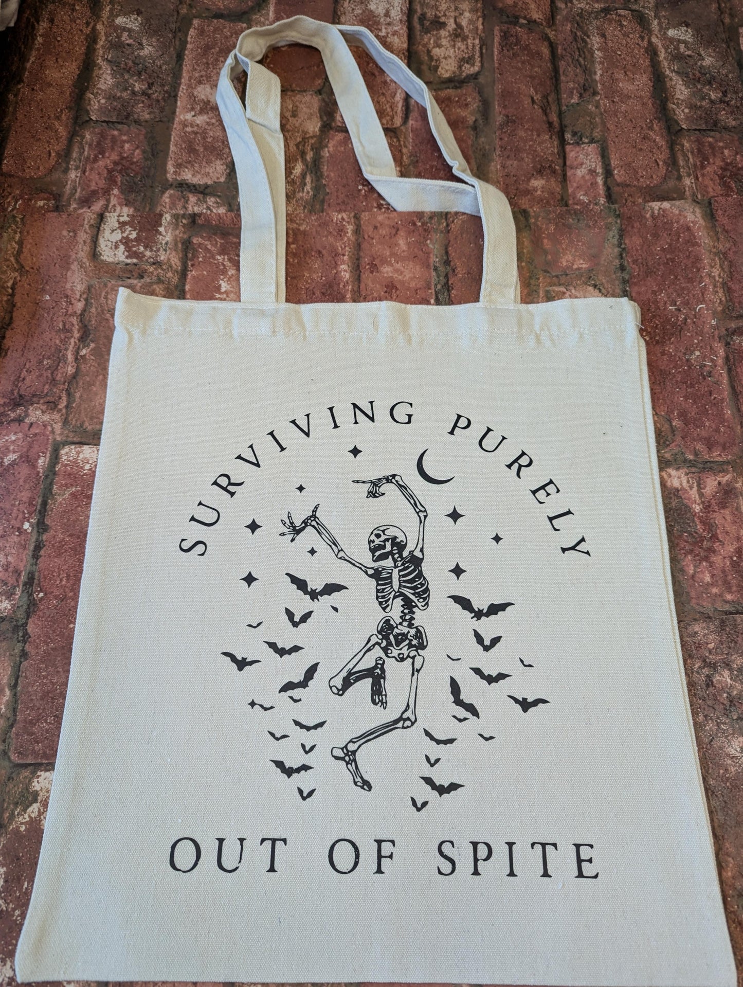 Cream Canvas 'Surviving' Tote Bag