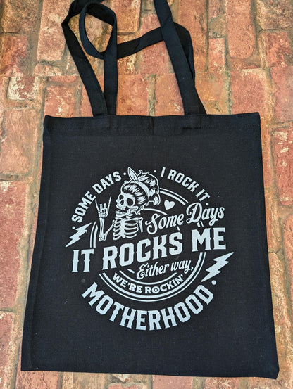 Black Canvas 'Motherhood' Tote Bag