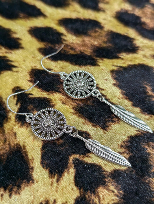 Dream Catcher & Feather Drop Earrings