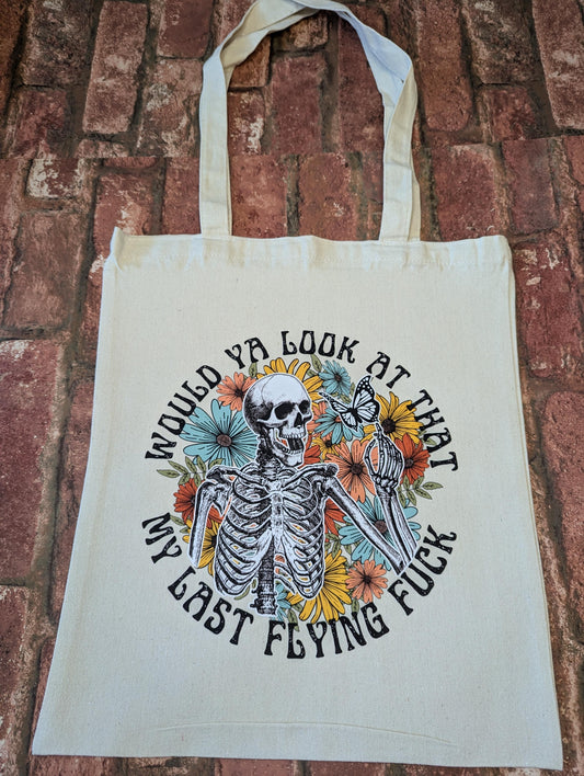 Cream Canvas 'Flying F**k' Tote Bag