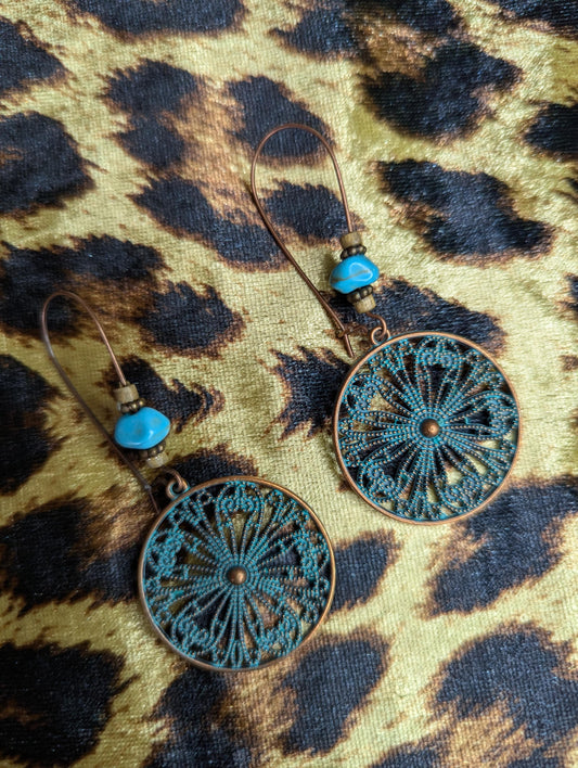 Vintage Bronze Delicate Circle Drop Earrings