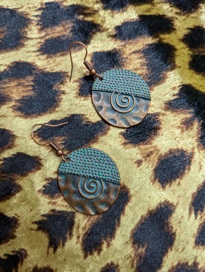 Vintage Bronze Circle Drop Earrings