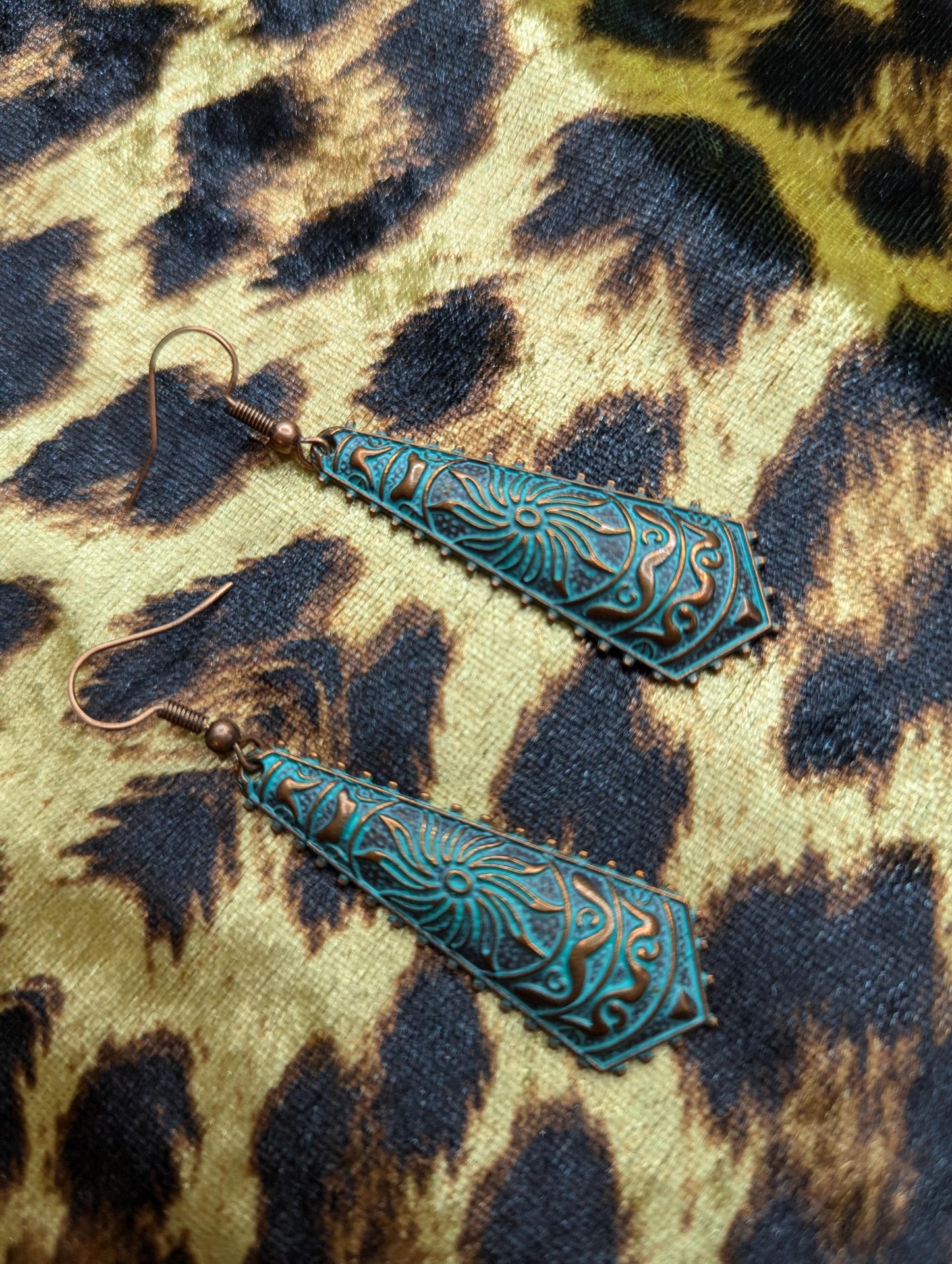 Vintage Bronze Long Drop Earrings