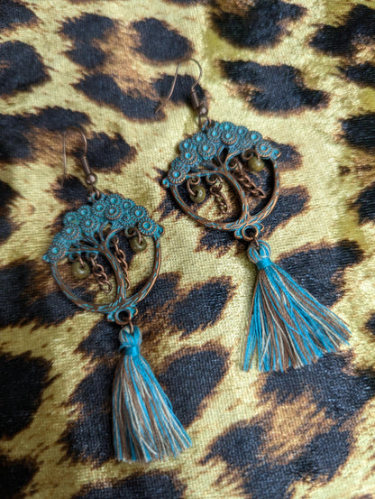 Vintage Bronze Tassel Drop Earrings