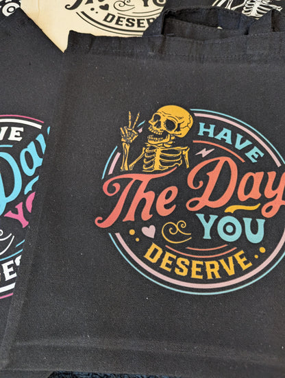 Black Canvas 'Day You Deserve' Tote Bag Yel/Blu