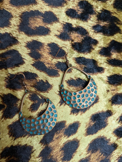 Vintage Bronze Textured Drop Earrings