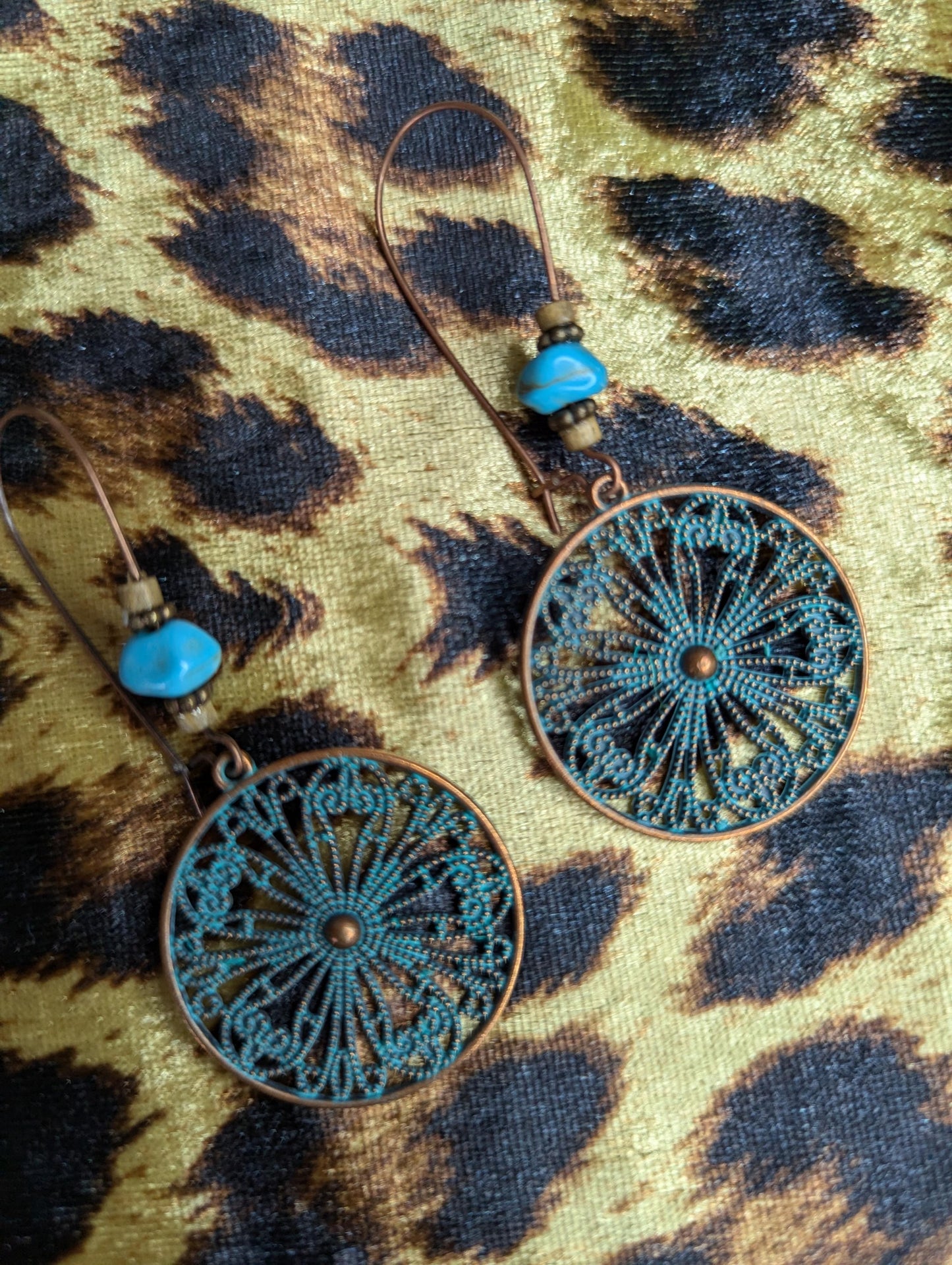 Vintage Bronze Delicate Circle Drop Earrings