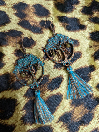 Vintage Bronze Tassel Drop Earrings