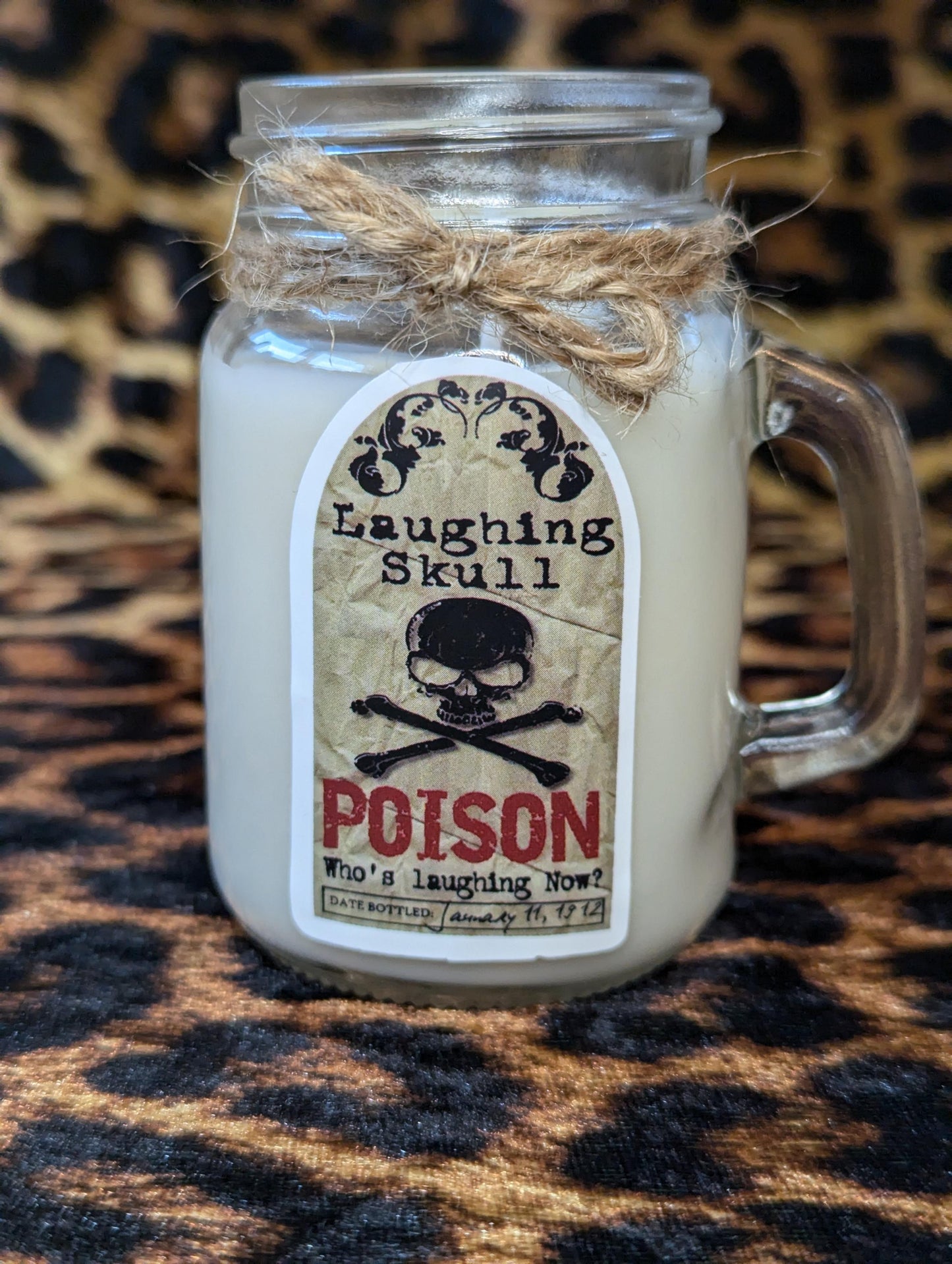 Handmade Laughing Skull Poison Candle